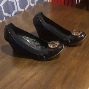 Tory Burch black wedge pump